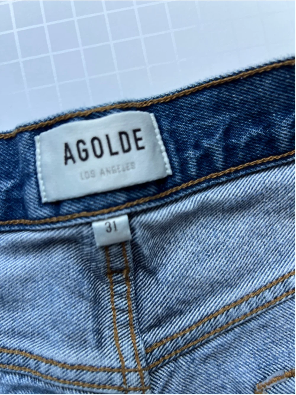 Agolde Parker Long Distressed Cutoff Blue Jean Shorts 31
